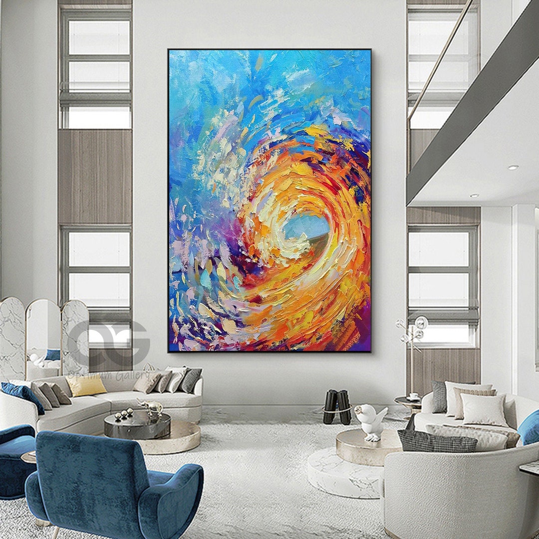 Large Abstract Ocean Wall Art Ocean Waves Painting Textured Wave