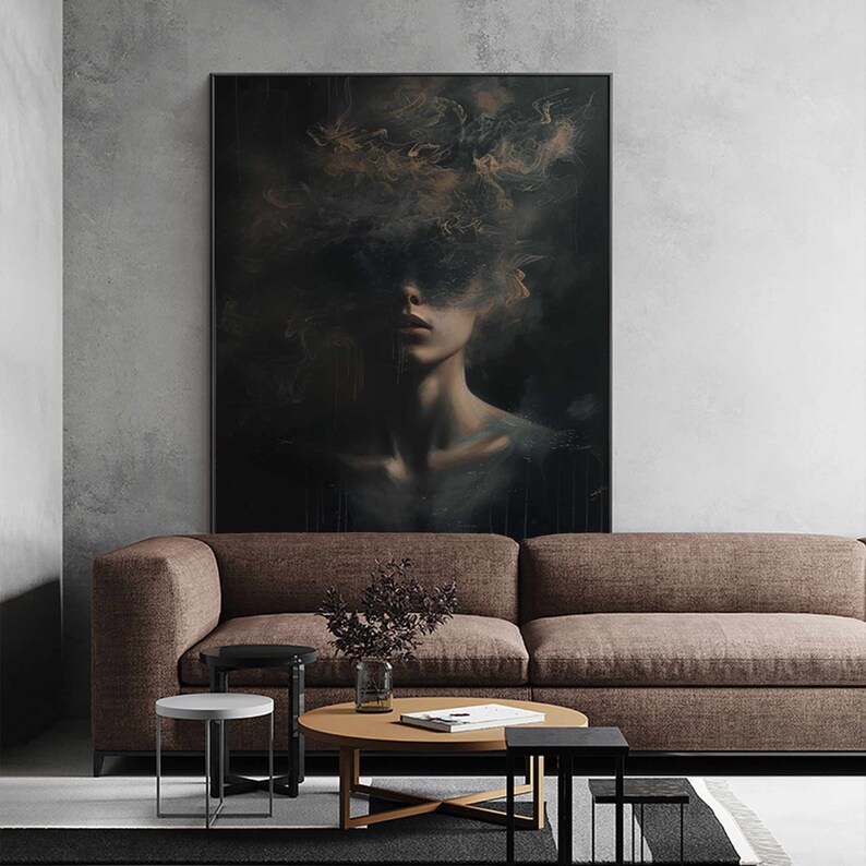 Large Face Portrait Painting Abstract Lady Painting Woman Face Wall Art ...