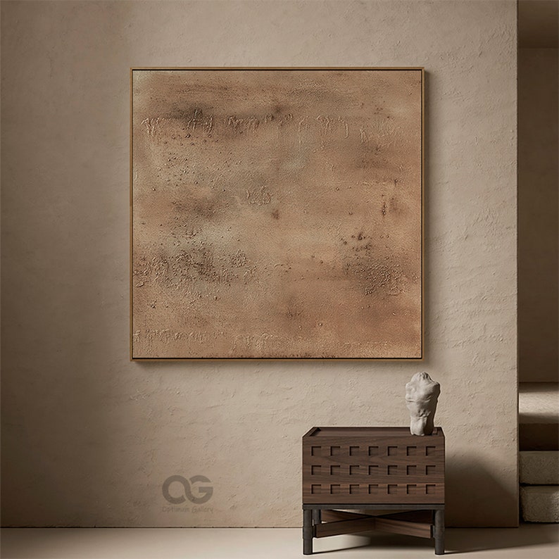 Large Minimalist Brown Canvas Painting Brown Minimalist Abstract ...