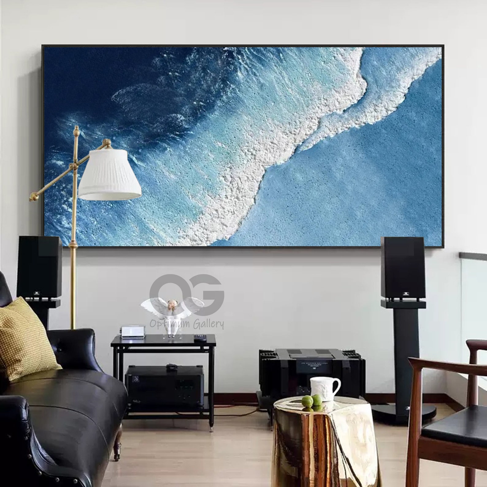 Blue Abstract Ocean Landscape Oil Painting on Canvas Large - Etsy