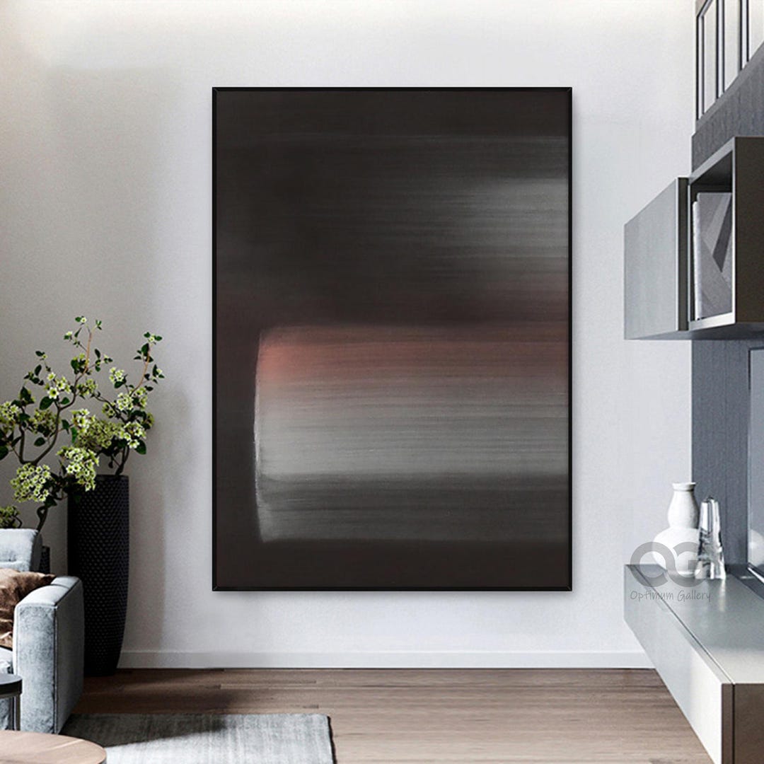 Large Abstract Wall Art Minimalist Black Painting Abstract Painting Red ...