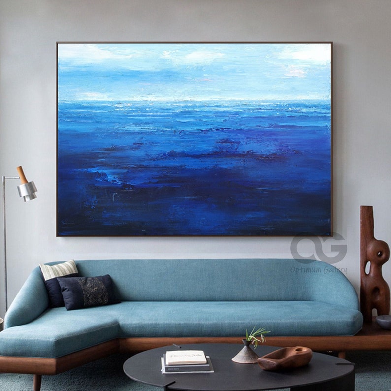 Oversized Deep Blue Ocean Wall Art Large Acrylic Ocean Etsy