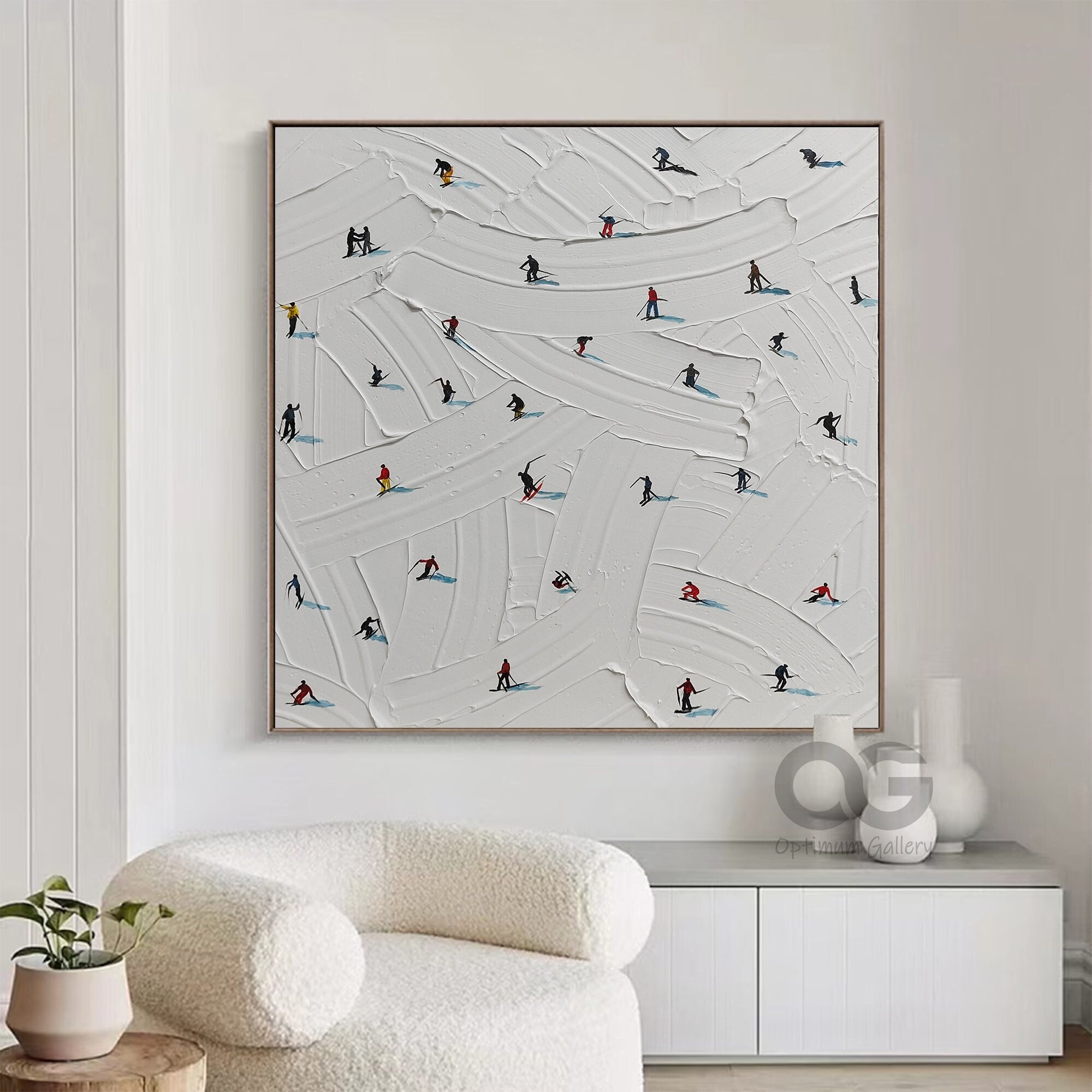 Ski Sport Canvas Painting: Snowy Mountain Texture Art - Etsy