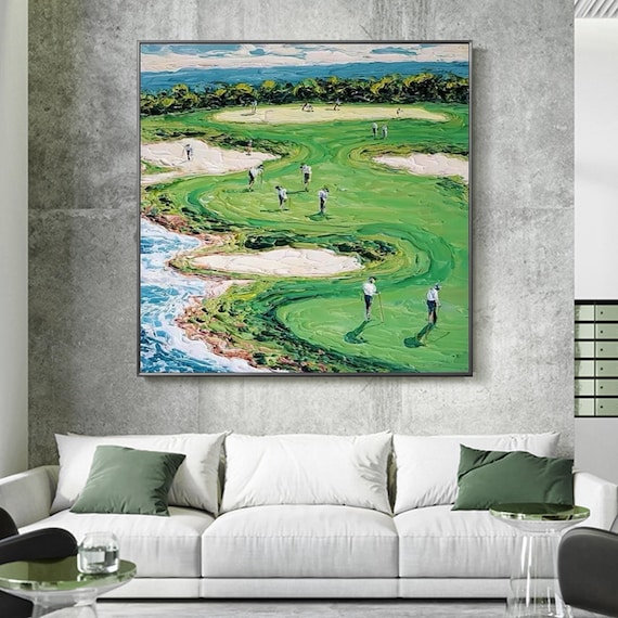 Textured Golf Course Painting, 3D Palette Knife Art - Etsy