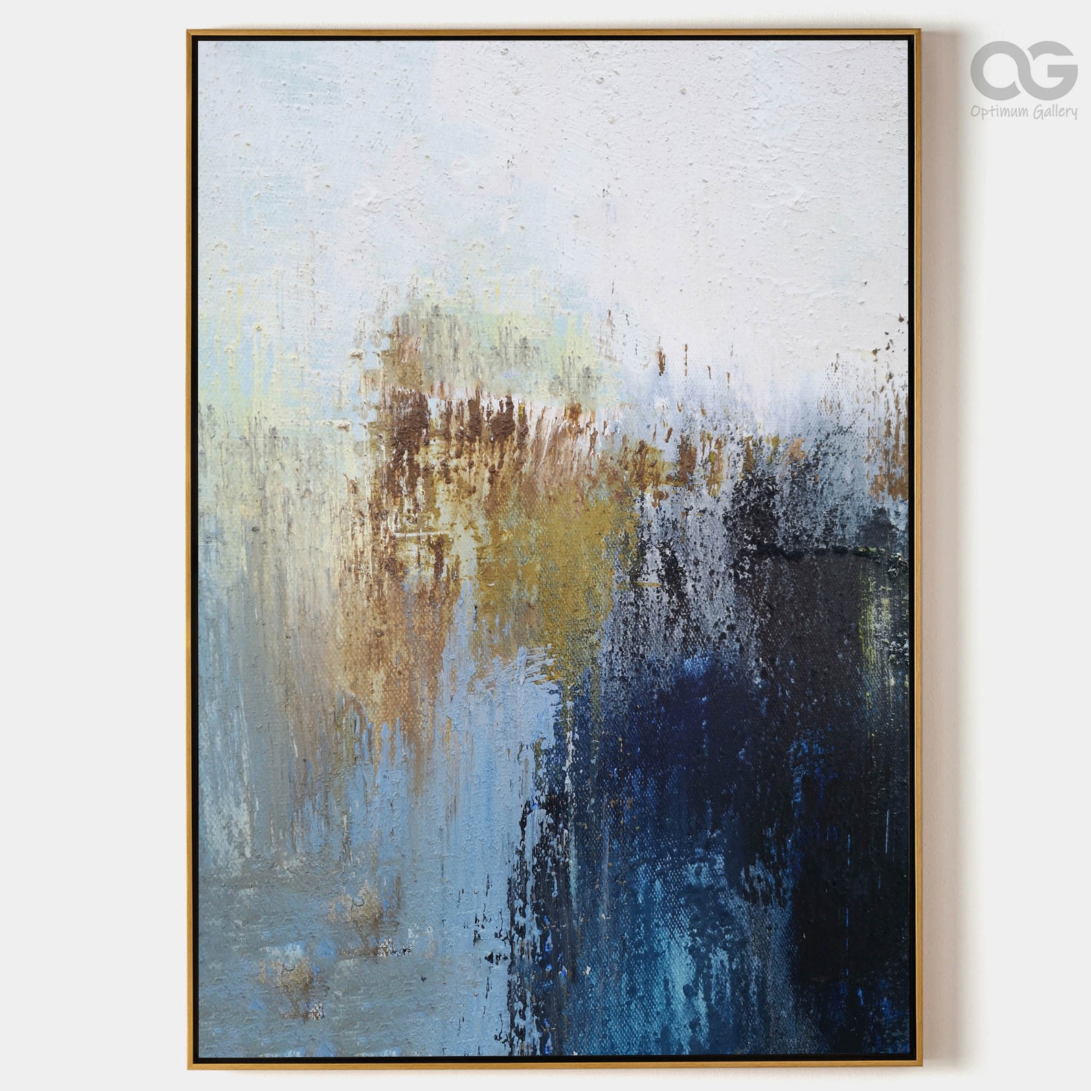 Original Blue And Brown Abstract Framed Wall Art Large Modern | Etsy