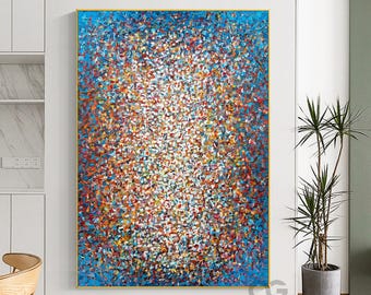Jackson Pollock-stijl abstract schilderij handgemaakte luxe stijl moderne blauwe muurkunst unieke woonkamer decor grote abstracte schilderkunst aan de muur