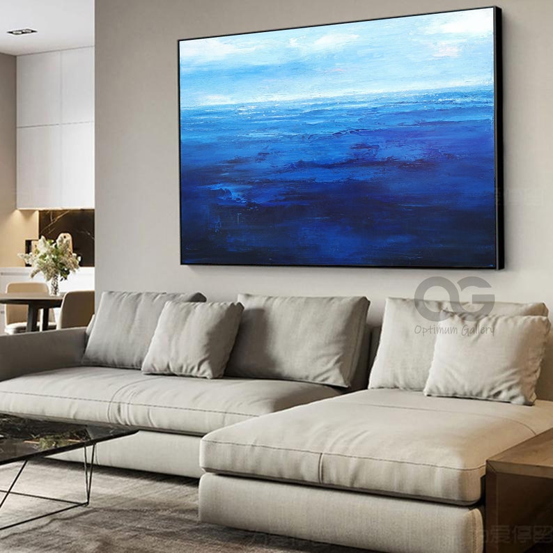 Oversized Deep Blue Ocean Wall Art Large Acrylic Ocean Etsy