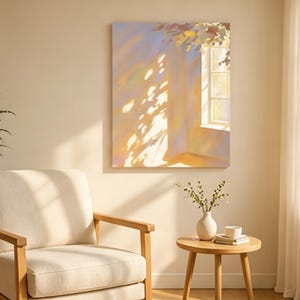 Sunlight Window Abstract Painting: Soft Pastel Minimalist Canvas Wall ...