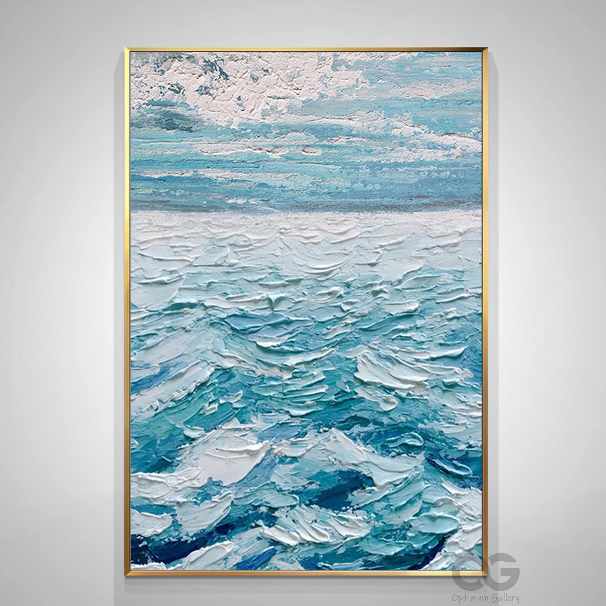 Framed Abstract Ocean Painting Large Ocean Wall Art Textured Etsy UK