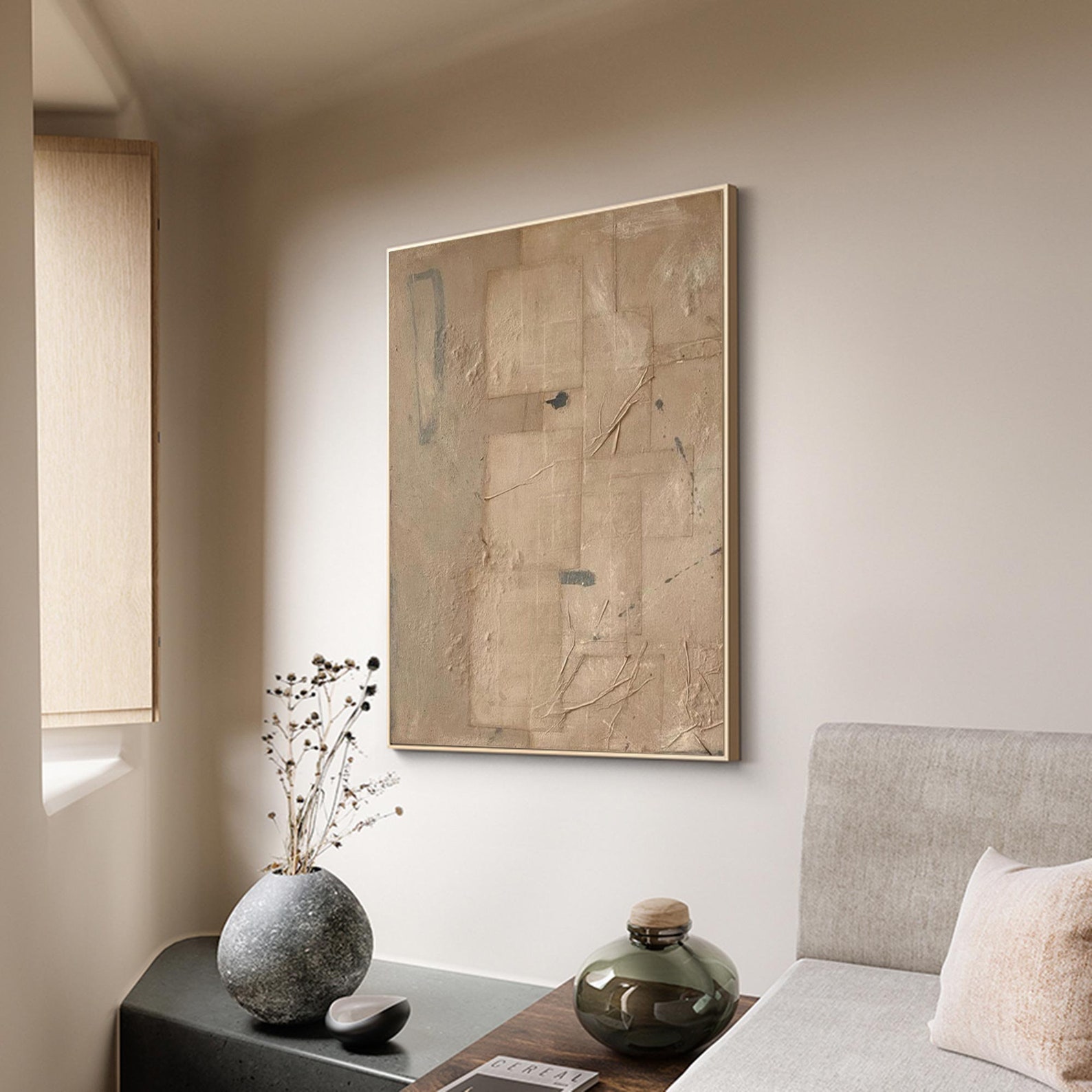 Brown Wabi Sabi Wall Art Brown Beige Abstract Painting Brown Minimalist ...
