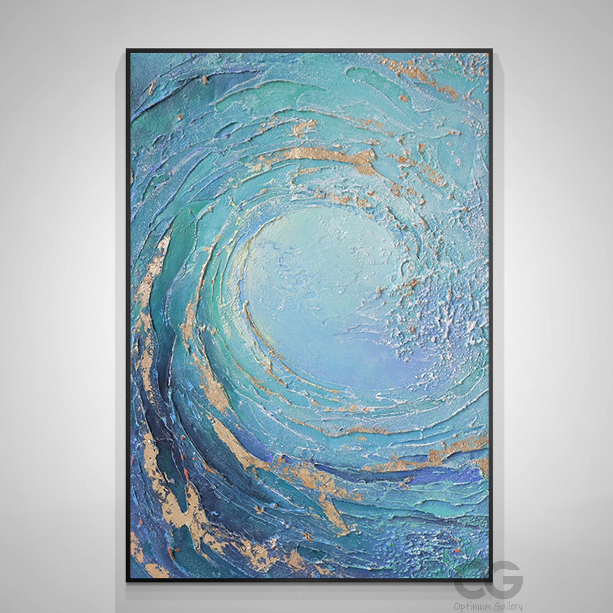 Large Abstract Ocean Wall Art Ocean Waves Painting Textured Etsy