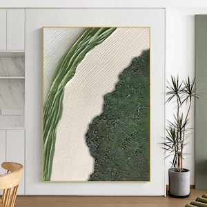 Grande parete costiera verde dipinto paesaggio oceanico dipinto astratto spiaggia verde dipinto astratto verde 3D texture onda del mare decorazione da parete