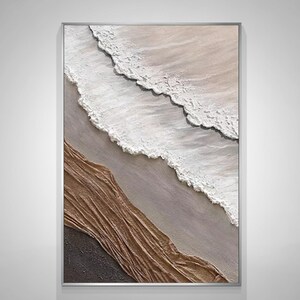 3D Minimalist Ocean Wave Painting on Canvas Earth Tone Waves Art ...