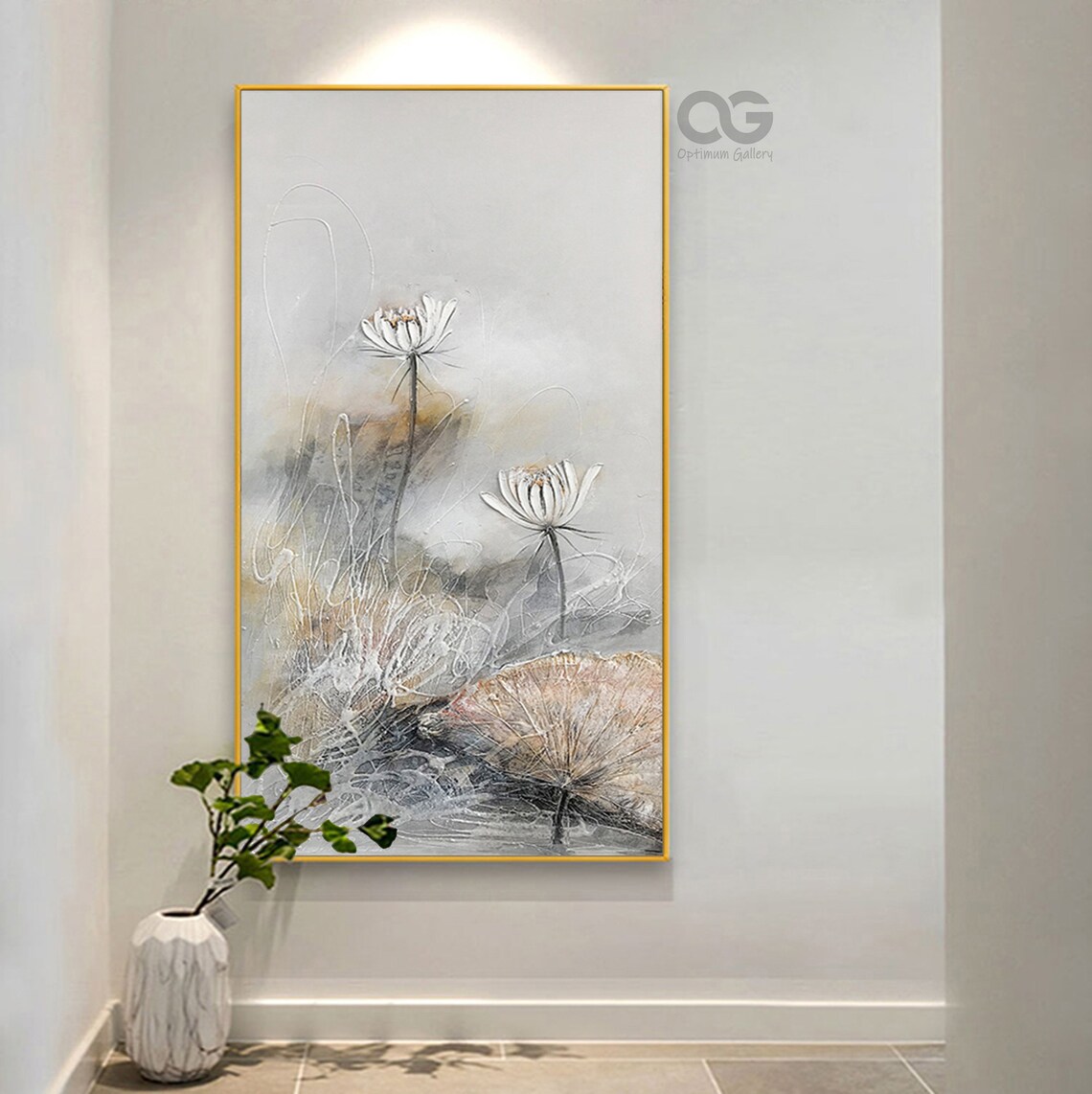 Original Lotus Painting Flower Wall Art Decor Original Flower - Etsy