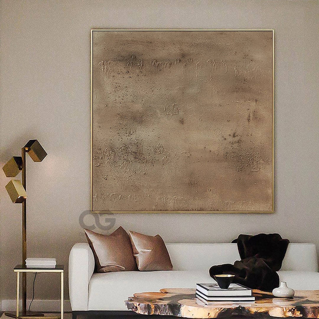 Large Minimalist Brown Canvas Painting Brown Minimalist Etsy