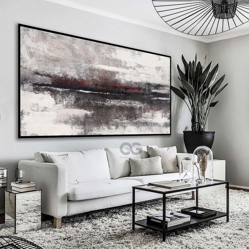 Grey and White Abstract Painting Acrylic Abstract Seaside Etsy