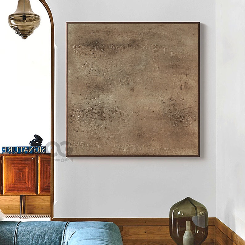 Large Minimalist Brown Canvas Painting Brown Minimalist Abstract ...