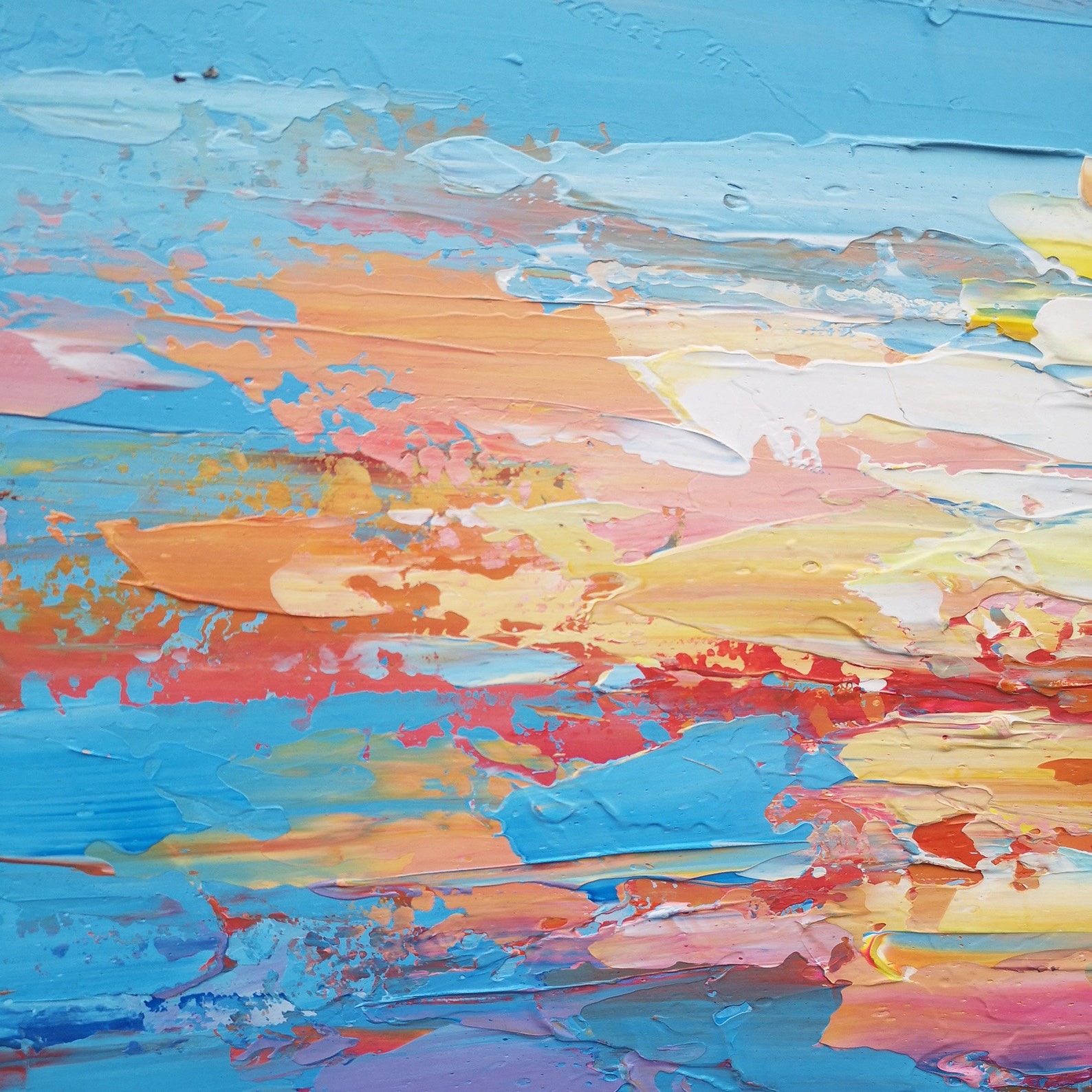 Abstract Sunset Ocean Painting Acrylic Sunset Waves Painting Etsy