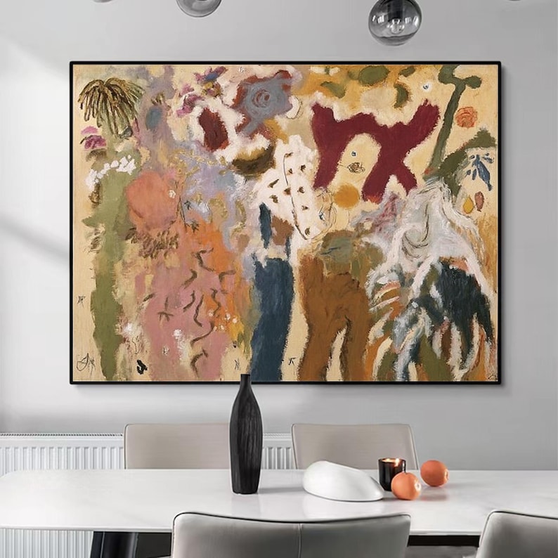 Abstracted Figure Abstract Figure Painting: Textured Expressionist Wall Art, Neutral ...