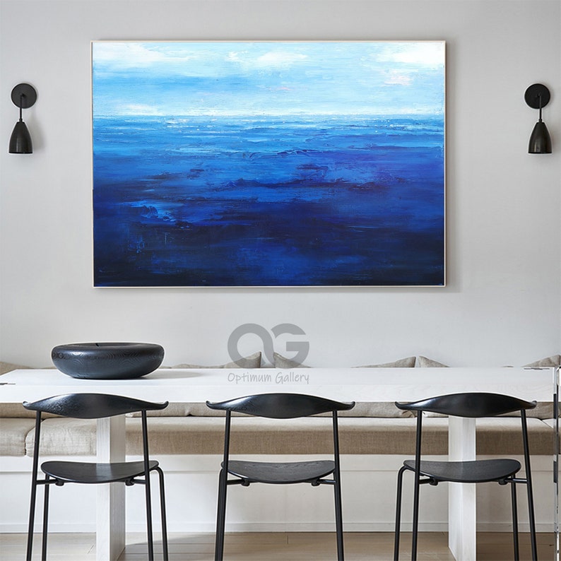 Oversized Deep Blue Ocean Wall Art Large Acrylic Ocean Etsy