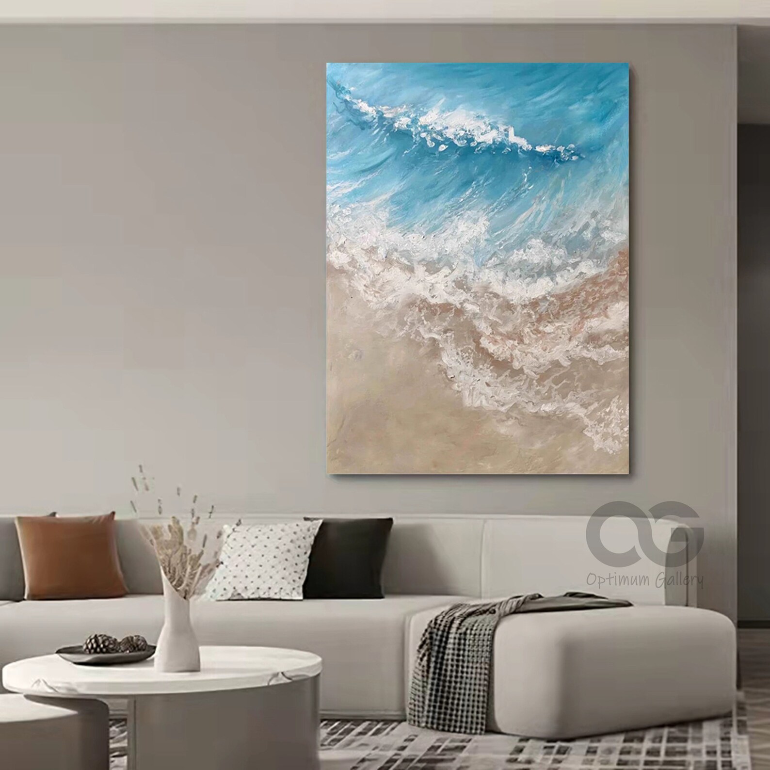 Large Abstract Beach Wall Art Abstract Blue Wave Canvas Etsy