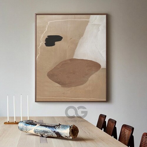 Large Original Abstract Canvas Painting Contemporary Brown Art Black White shops Painting Minimalist Abstract Painting For Living Room Wall Decor