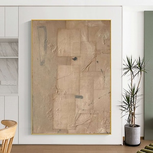Brown Wabi Sabi Wall Art Brown Beige Abstract Painting Brown Minimalist Canvas Art Large Neutral Wall Decor Rich Textured Canvas Painting