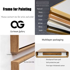 May include: A wooden frame for painting with a 1.4 inch (3.5 cm) wide frame and a 0.2 inch (0.6 cm) wide inner frame. The frame is shown in a multi-layer packaging with shockproof foam pad, soft protective pad and five-layer thickened carton.