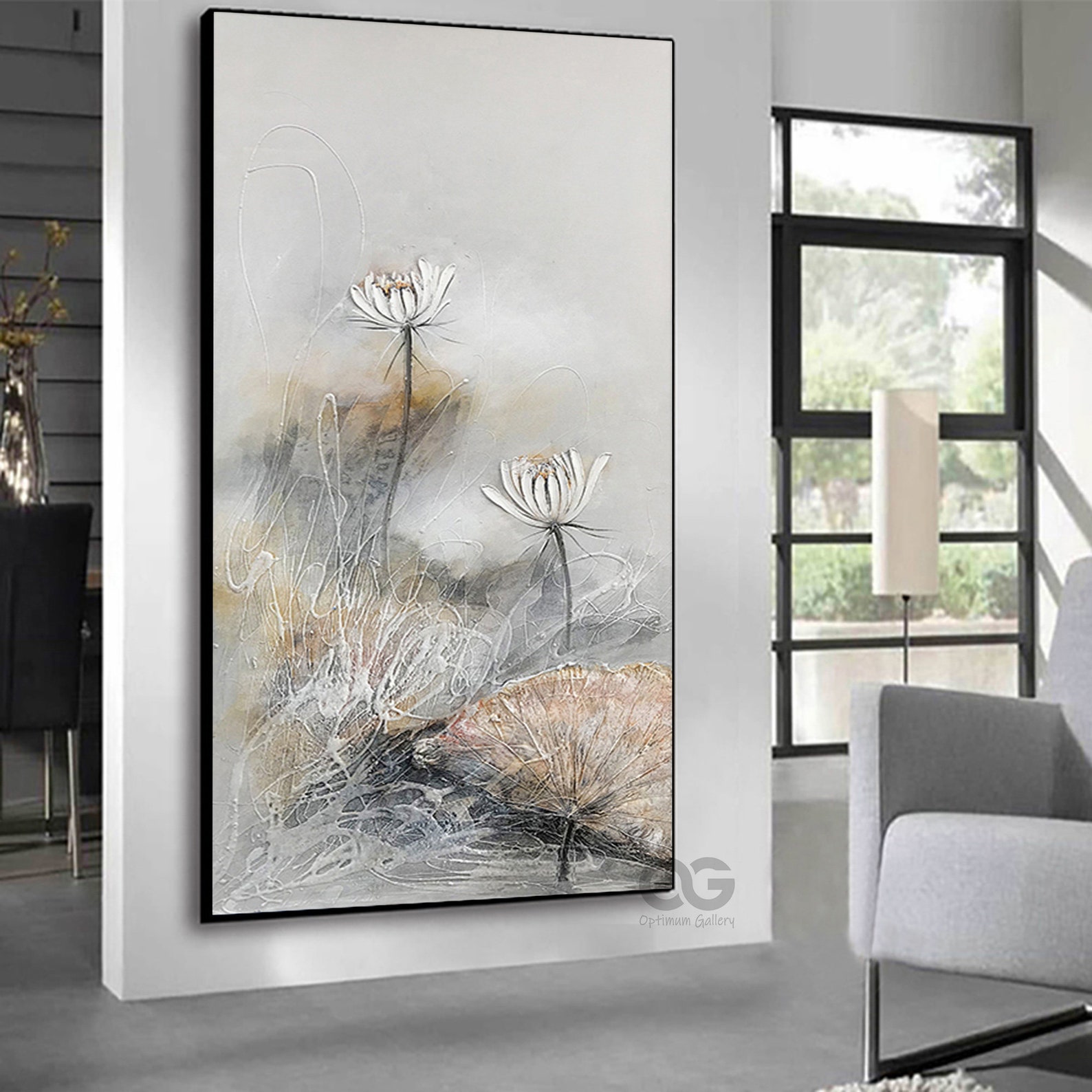 Original Lotus Painting Flower Wall Art Decor Original Flower - Etsy