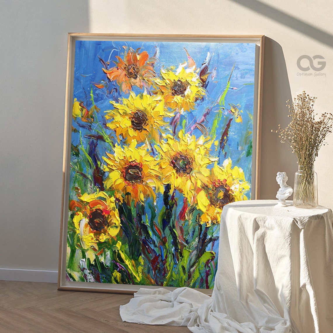 Sunflower Wall Painting Large Floral Canvas Art Abstract Etsy