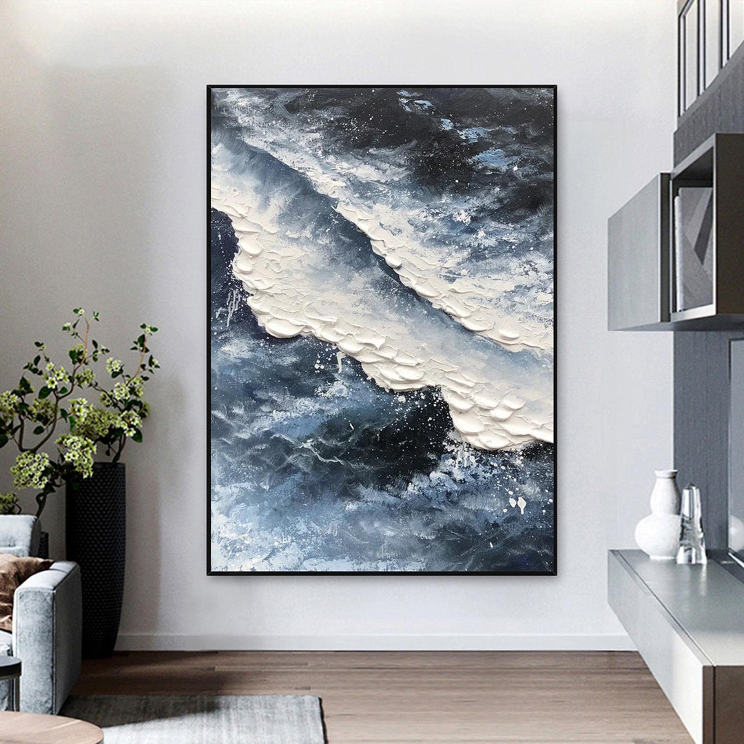 Large 3D Textured Ocean Wall Art Wave Acrylic Painting