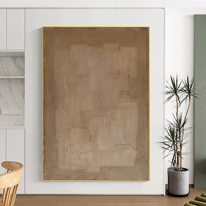 Large Brown Abstract Canvas Painting Brown Wabi Sabi Wall Art Brown Minimalist Wall Art Original Brown Texture Painting Neutral Wall Decor