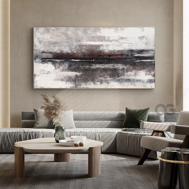 Grey and White Abstract Painting Acrylic Abstract Seaside Etsy