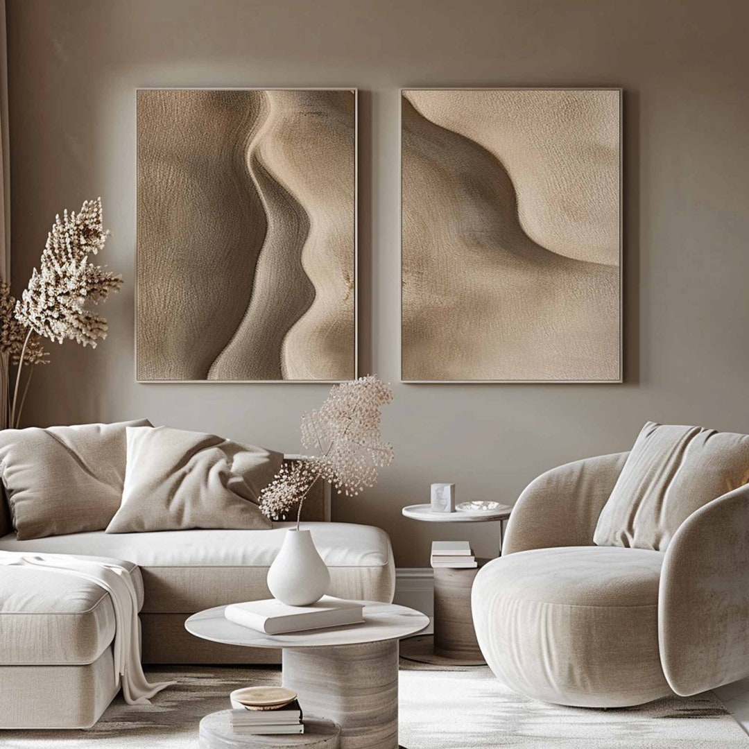 Ocean Waves Textured Abstract Painting 3D Textured Wall Art Set of 2 ...