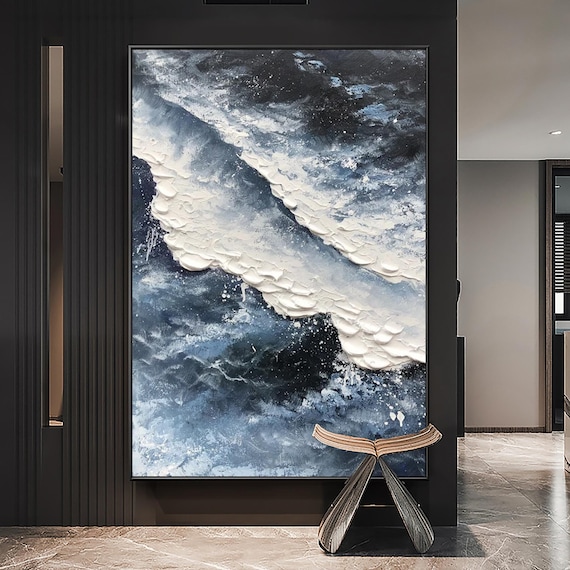 Large 3D Textured Ocean Wall Art Wave Acrylic Painting Large 3D Textured Ocean Wall Art Wave Acrylic Painting