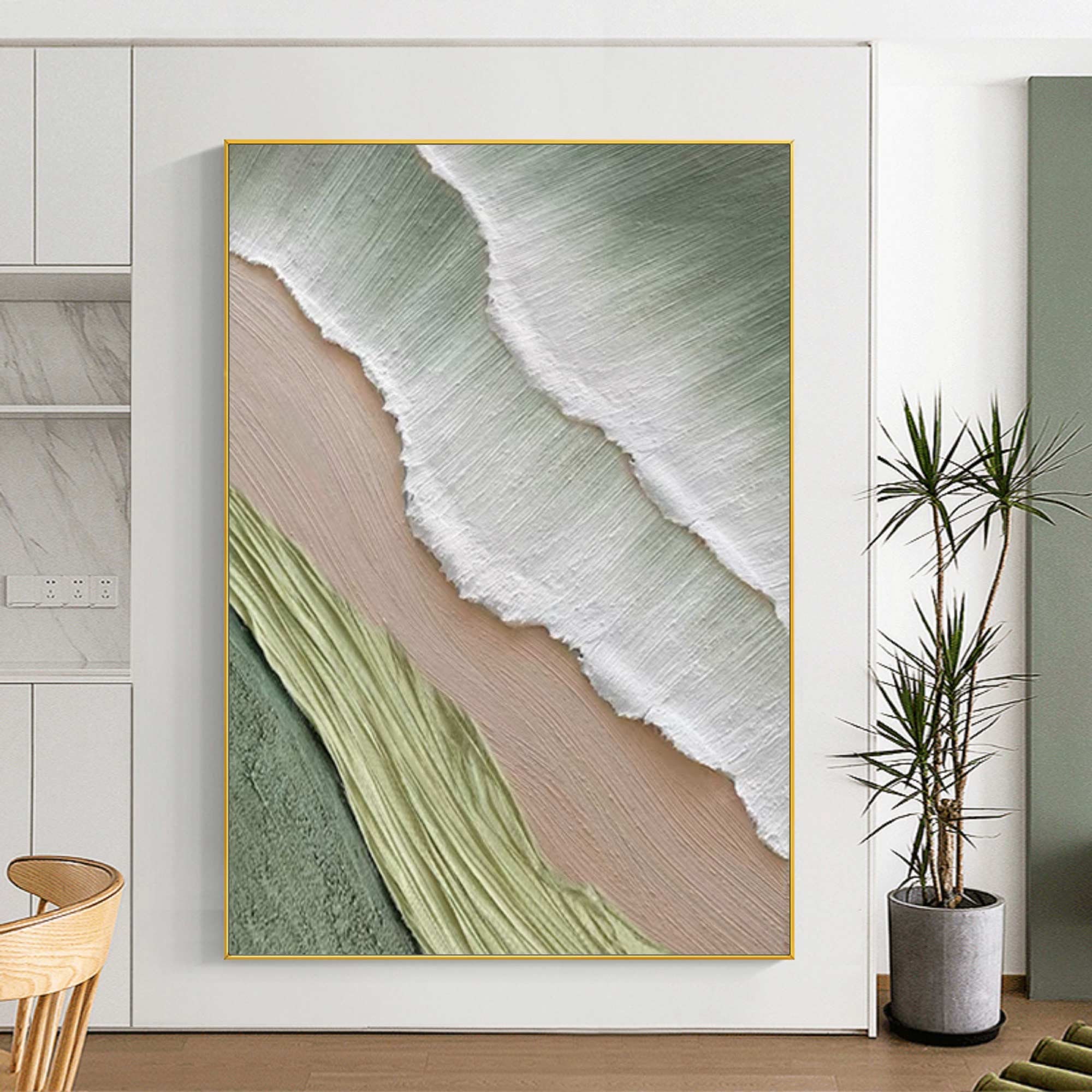 Blue Ocean Abstract Painting： Impressionist Landscape Wall Art