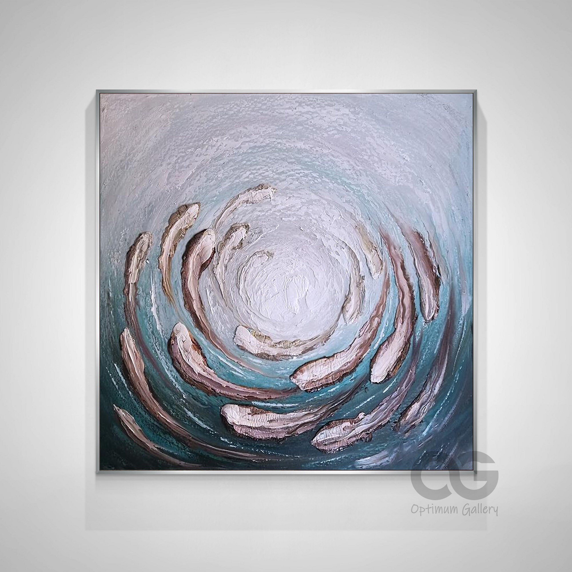 Large Abstract Ocean Wall Art Ocean Waves Painting Textured Etsy