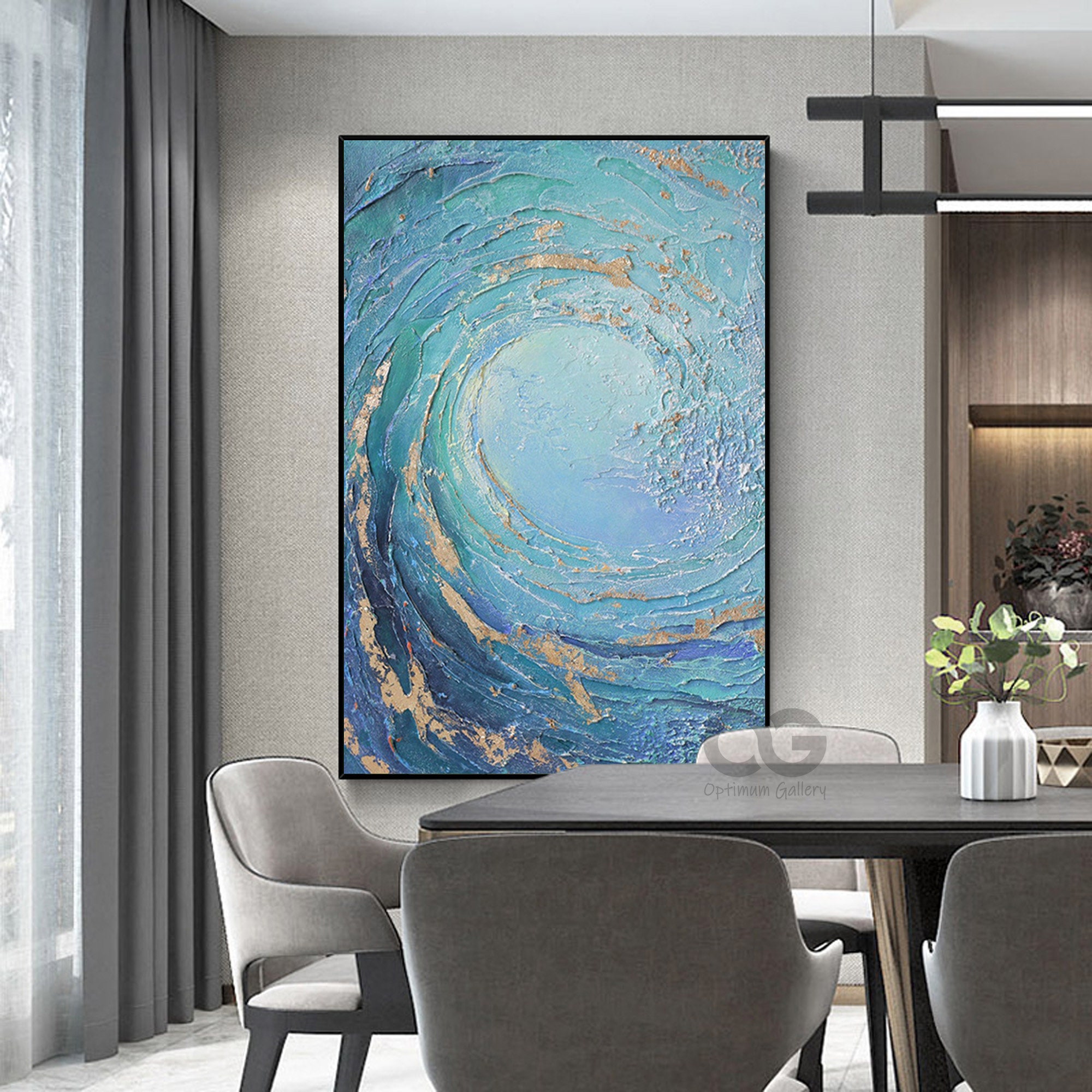 Large Abstract Ocean Wall Art Ocean Waves Painting Textured | Etsy