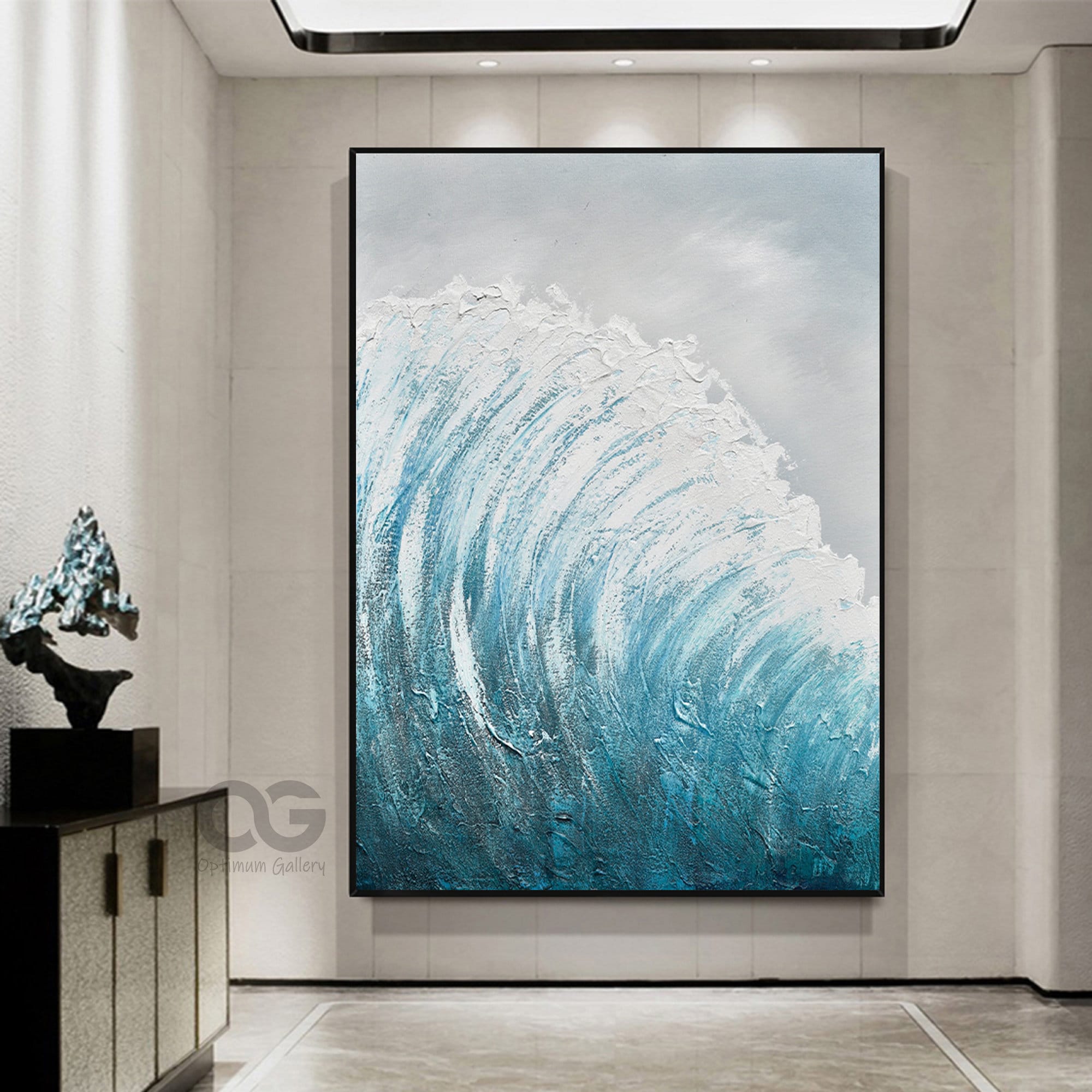 Large Abstract Blue Ocean Wall Art Original Ocean Waves Etsy