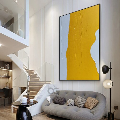Large Minimalist Yellow Painting Abstract Lady's Body Wall shops Art Minimalist Textured Painting Yellow Abstract Canvas Art Bedroom Wall Decor