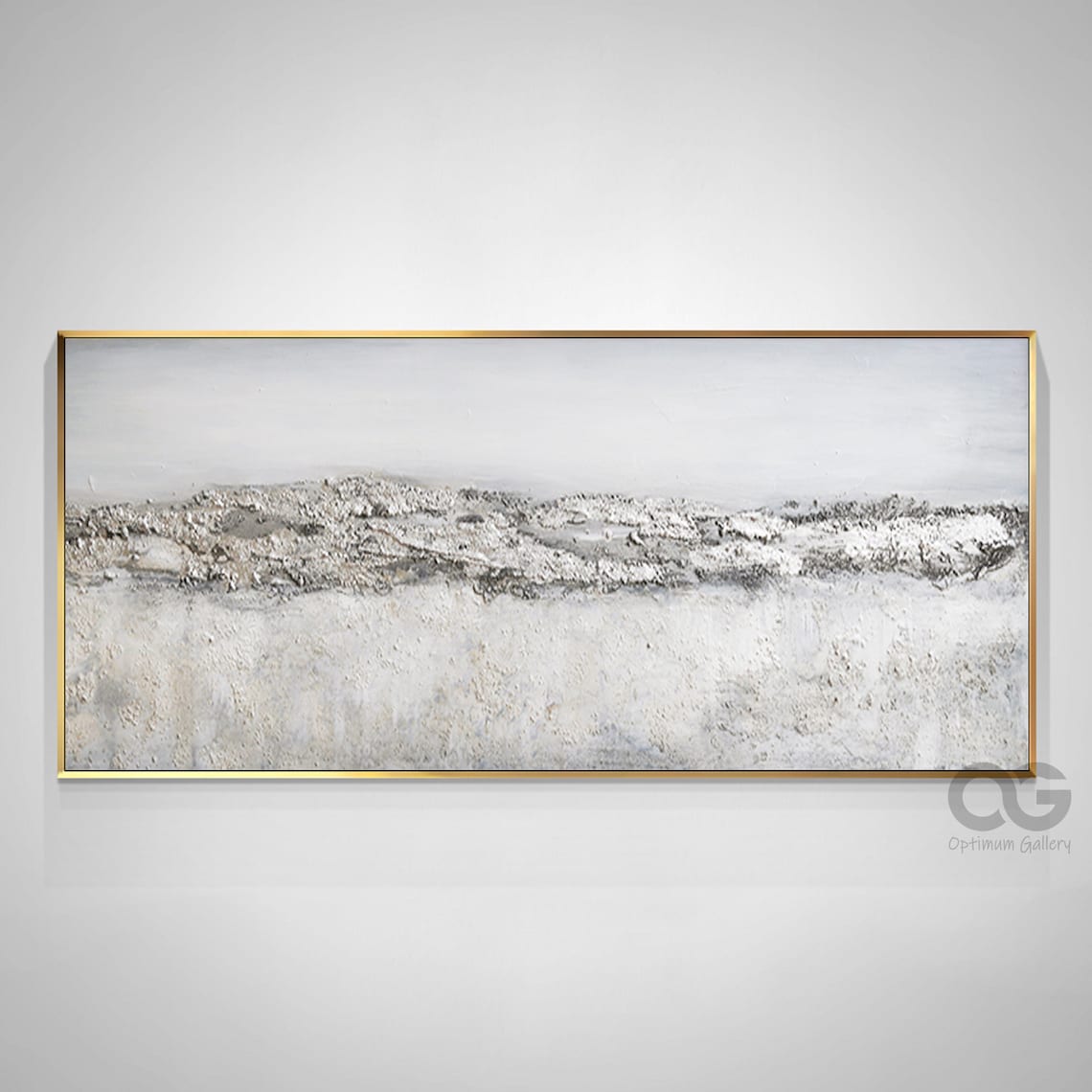 White And Silver Canvas Painting Framed Textured Abstract Etsy