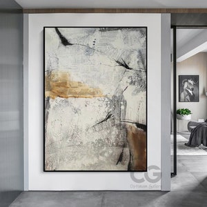 Framed Beige Minimalist Wall Art Large Abstract Grey Painting Acrylic Minimalist Abstract Canvas Art Big Modern Texture Painting For Bedroom