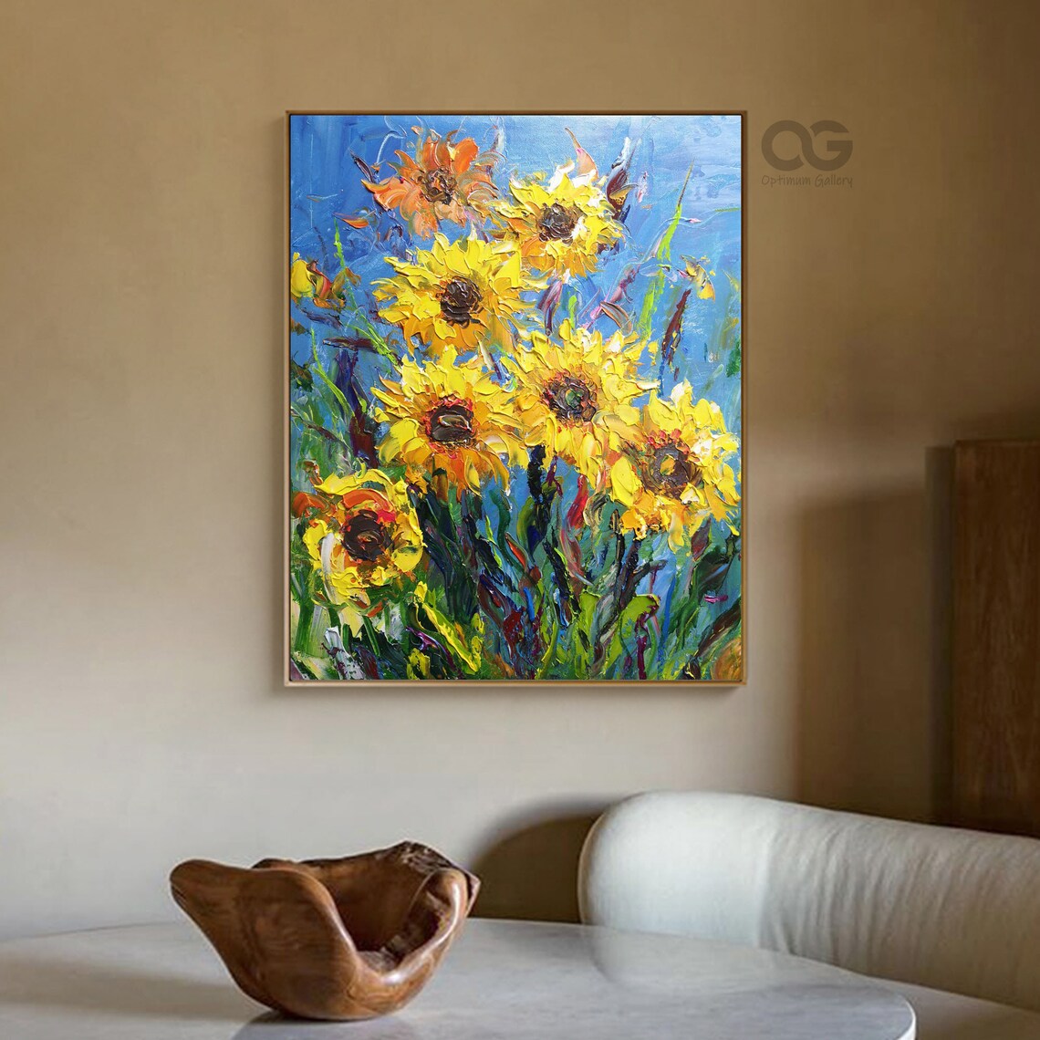 Sunflower Wall Painting Large Floral Canvas Art Abstract Etsy