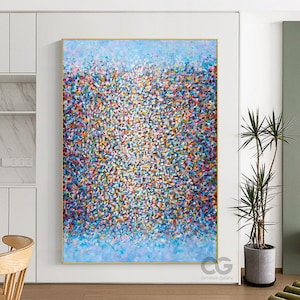 Blue Jackson Pollock Style Painting Orange Abstract Painting Blue Wall Art Pollock Abstract Art Modern Abstract Colorful Fine Art Wall Decor