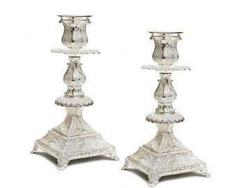 Sabbath Candlesticks ,Stunning Decorative Silver Plated ,100% Kosher Made In Israel, jewish Judaica gift. candlestick holders.shabbath table