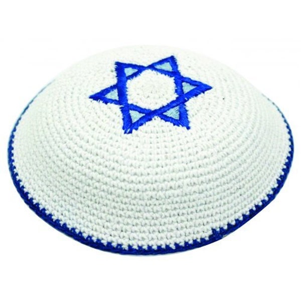 Set of 12 White Satin Kippah Star of David, for Wedding, Bar Mitzvah, Yarmulkah, yamaka, jewish skull cap hat, kippa kippot judaica gift.