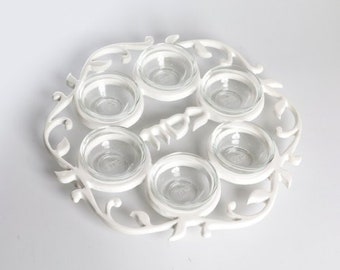 Seder Plate with Six Glass Bowls, Passover gift 100% Kosher Made In Israel. judaica gift for wadding. Pesach