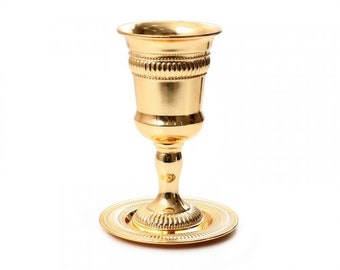 Kiddush Cup includes Plate for Shabbat table 100% Kosher Made In Israel. Jewish wine goblet, Judaica gift, eliyahu cup.