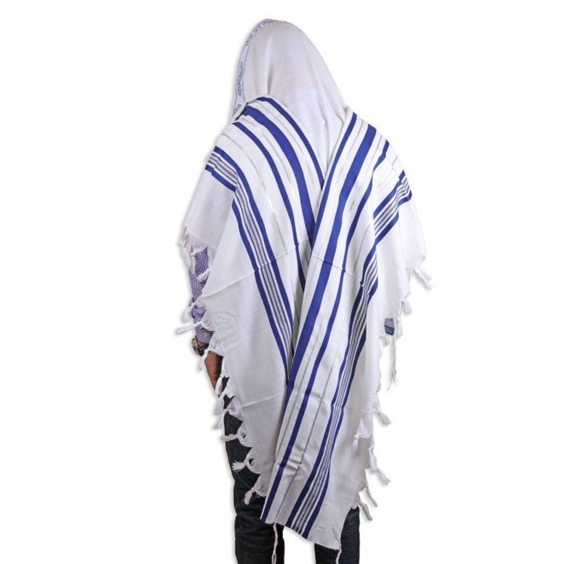 Handmade Kosher Wool Tallit Prayer Shawl – 47x67 Inches – Made In Israel, Black Stripes