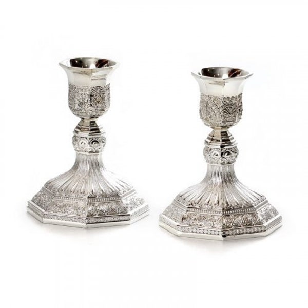 Sabbath Candlesticks ,Stunning Decorative Silver Plated ,100% Kosher Made In Israel, Judaica gift. candlestick holders. shabbath table